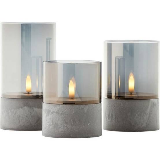 Brilliant - Lot 3 Lampes a poser LED BOUGIE BRILLIANT - 2500K - Plastique et verre - Gris et verre fumé - Image 3