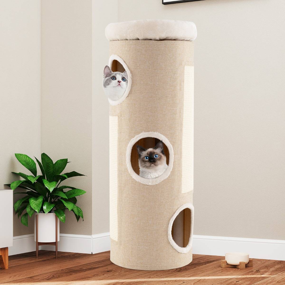 Maison Chic - Arbre à Chat à 4 Niveaux Niche Surélevée avec Lit Amovible Tour dIntérieur pour Chat - Image 3