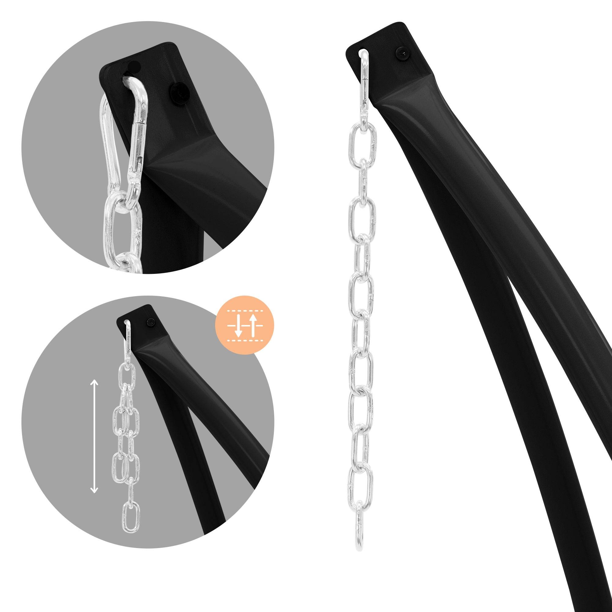 Ecd-Germany - Cadre balançoire hamac chaise suspendu soutien support fauteuil en métal 208 cm - Imagen 3