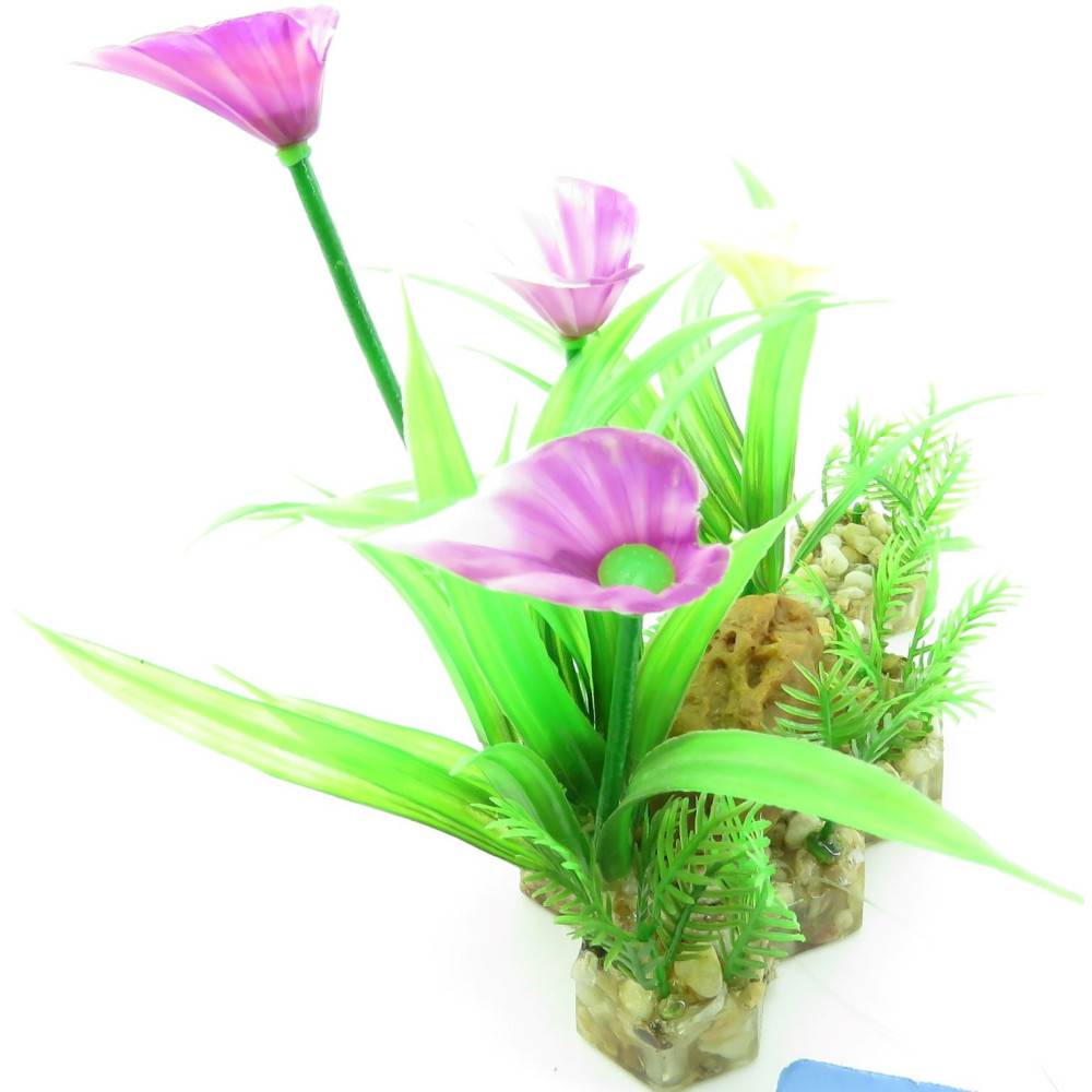 Trixie - Trixie - Plante plastique sur lit de gravier et résine 13cm décoration poisson - Imagen 2