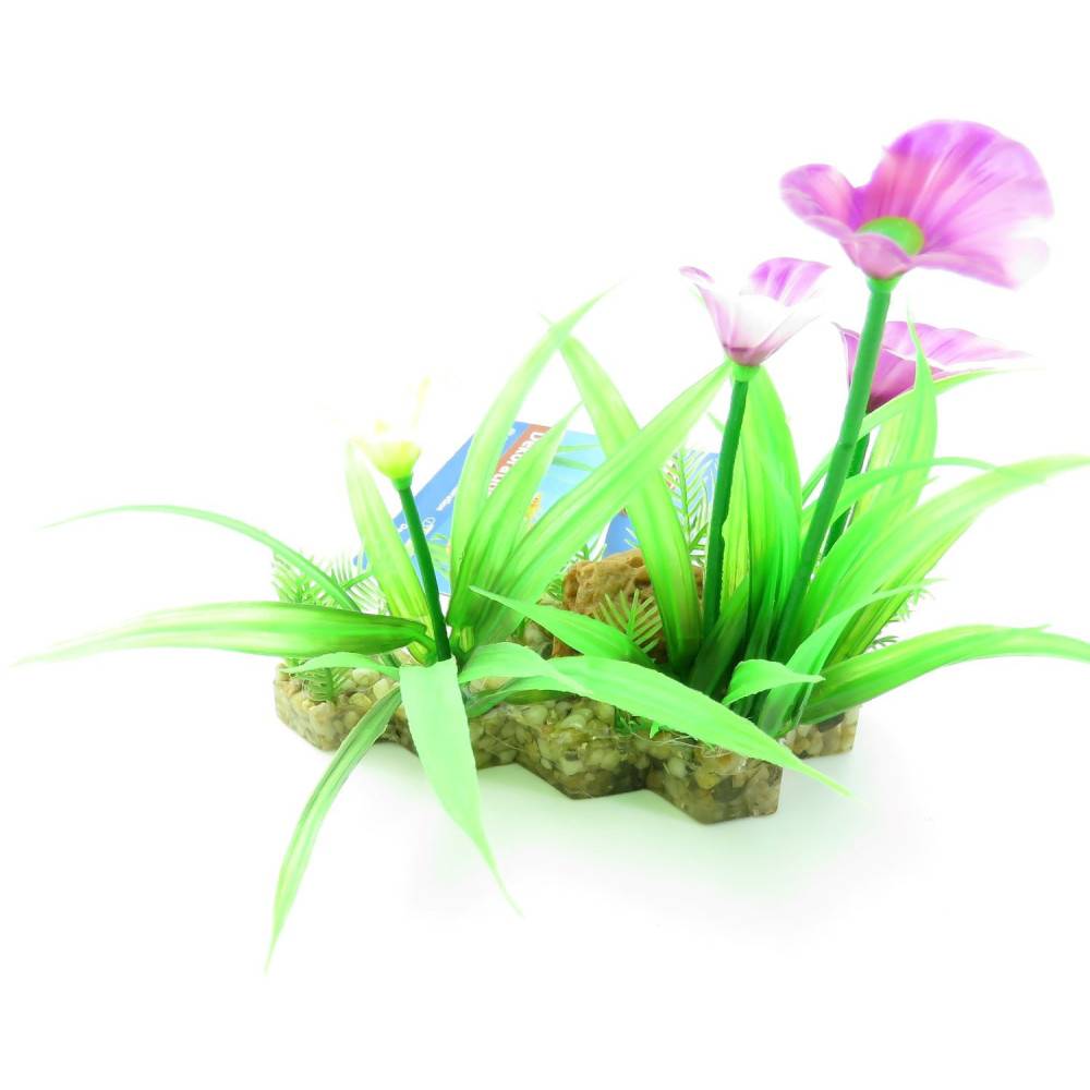 Trixie - Trixie - Plante plastique sur lit de gravier et résine 13cm décoration poisson - Imagen 4