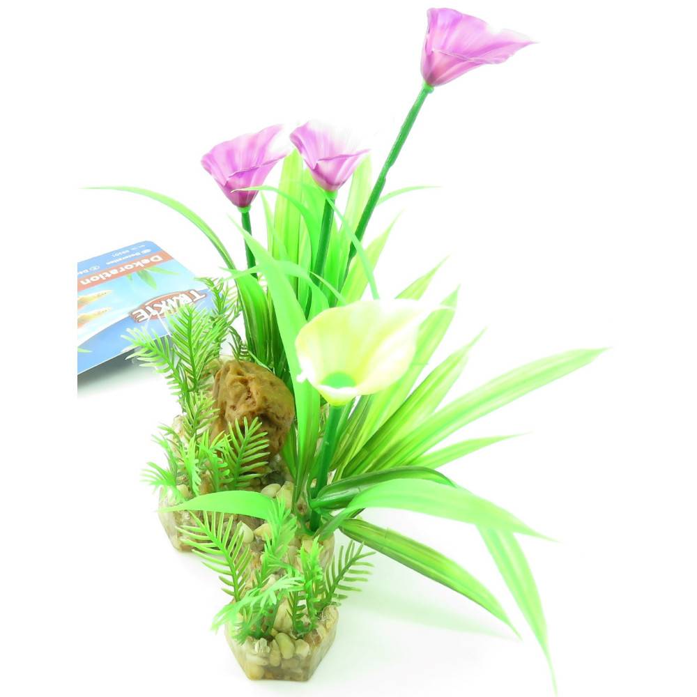 Trixie - Trixie - Plante plastique sur lit de gravier et résine 13cm décoration poisson - Imagen 3