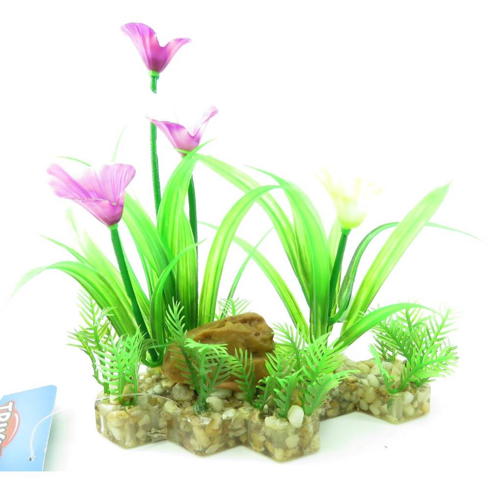 Trixie - Trixie - Plante plastique sur lit de gravier et résine 13cm décoration poisson - Imagen 6