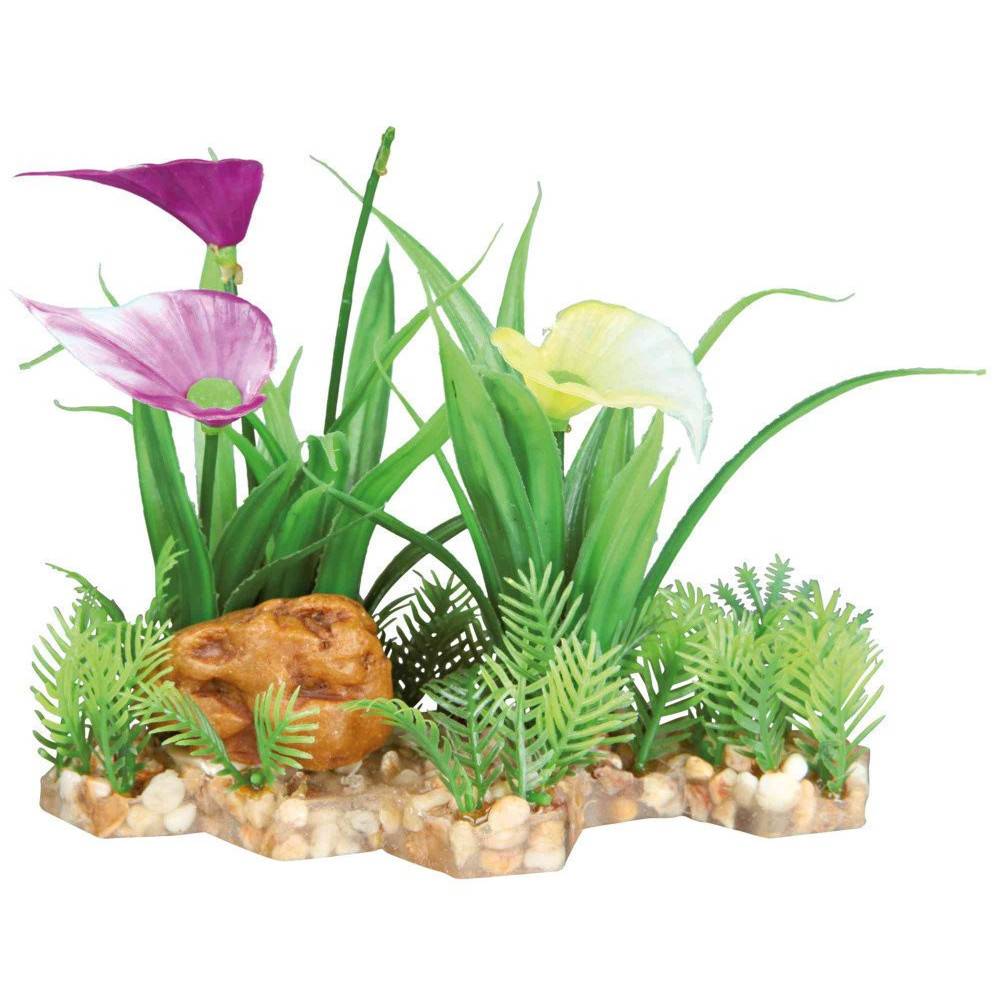 Trixie - Trixie - Plante plastique sur lit de gravier et résine 13cm décoration poisson - Imagen 1