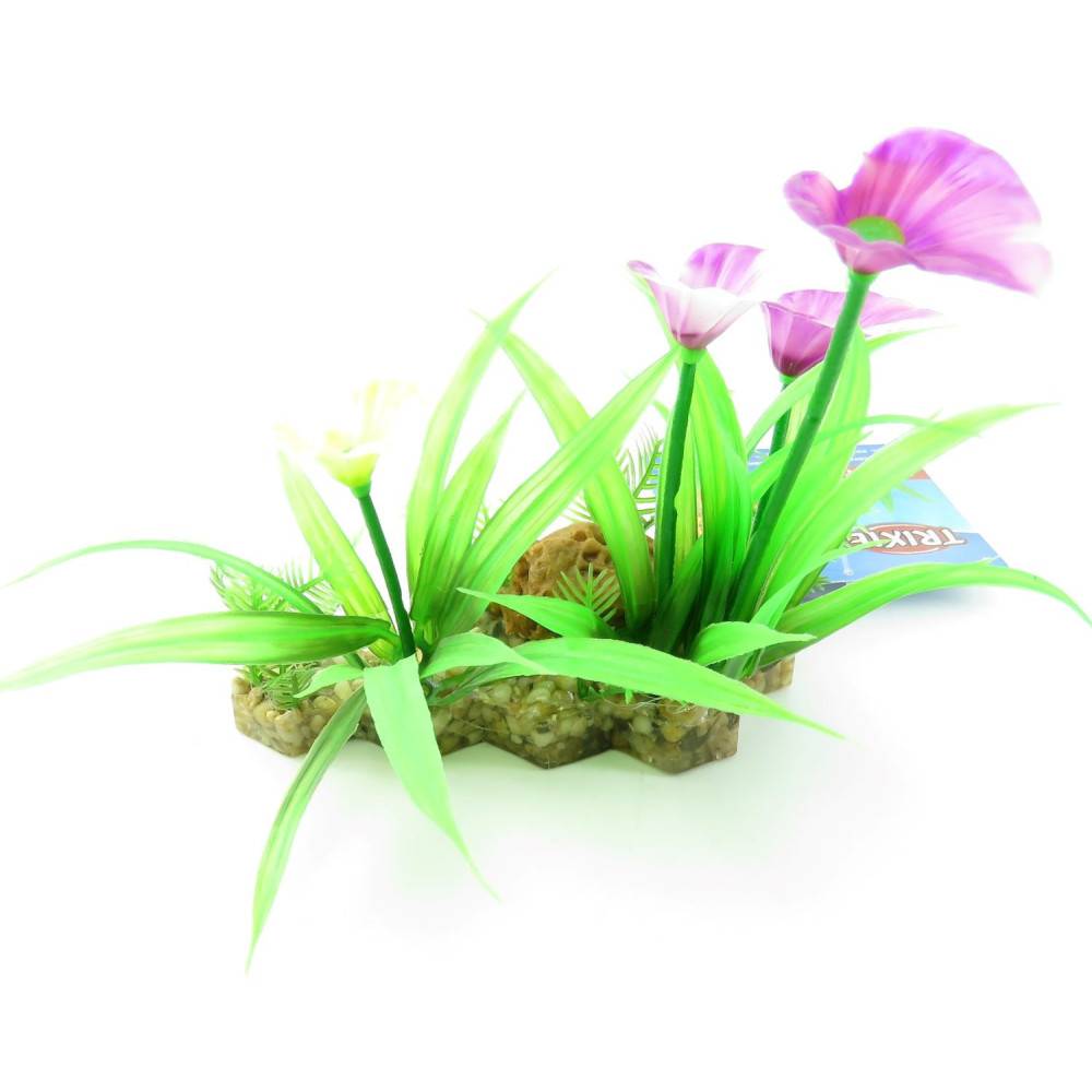 Trixie - Trixie - Plante plastique sur lit de gravier et résine 13cm décoration poisson - Imagen 5