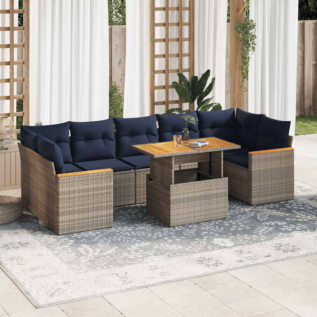ComfortXL - Salon de jardin modulable 8 pcs résine tressée avec table ajustable et rangement Gris – ComfortXL Outdoor Living - Image 1
