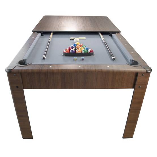 Billard Américain AMBIANCE 7Ft - 226,5 x 126,5 x 80 cm avec accessoires et plateau dînatoire - Couleur Chêne PLAY4FUN - Image 1