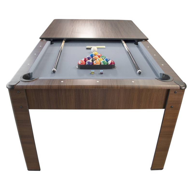 Billard Américain AMBIANCE 7Ft - 226,5 x 126,5 x 80 cm avec accessoires et plateau dînatoire - Couleur Chêne PLAY4FUN - Image 1