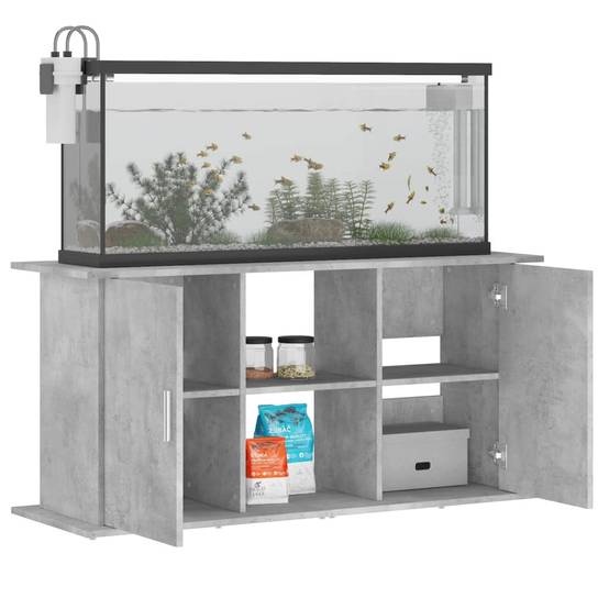 Grand Support Aquarium Bois d'ingénierie Style Industriel Gris Béton 121 cm - ComfortXL Outdoor Living - Image 4