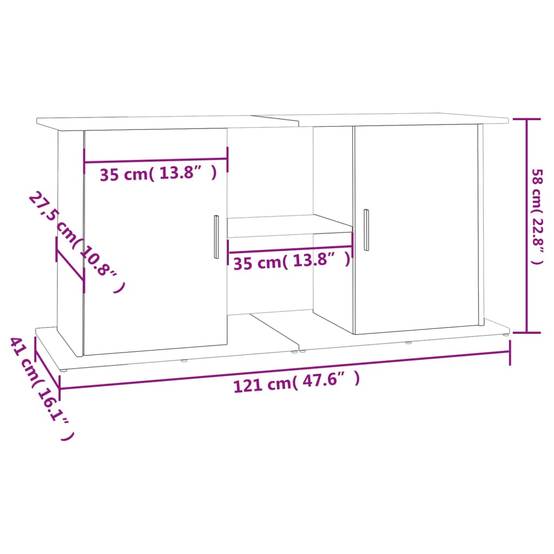 Grand Support Aquarium Bois d'ingénierie Style Industriel Gris Béton 121 cm - ComfortXL Outdoor Living - Image 5