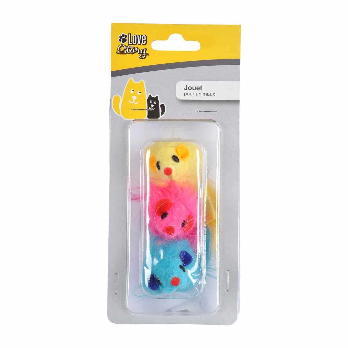 Lot de 3 Jouets pour Chat "Souris" 6cm Multicolore - Image 2