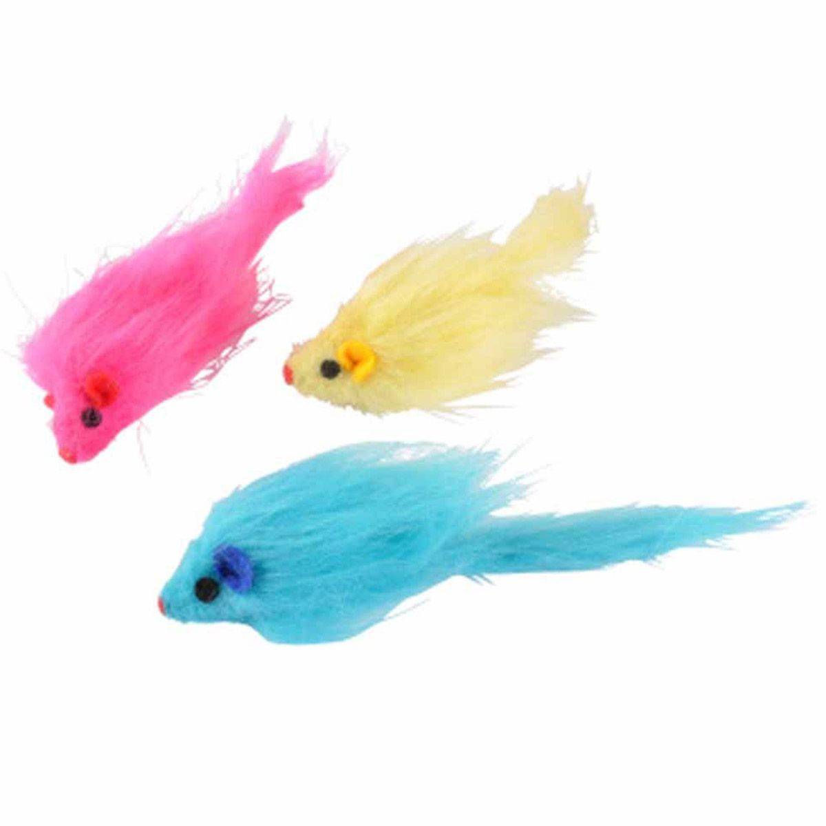 Lot de 3 Jouets pour Chat "Souris" 6cm Multicolore - Image 1