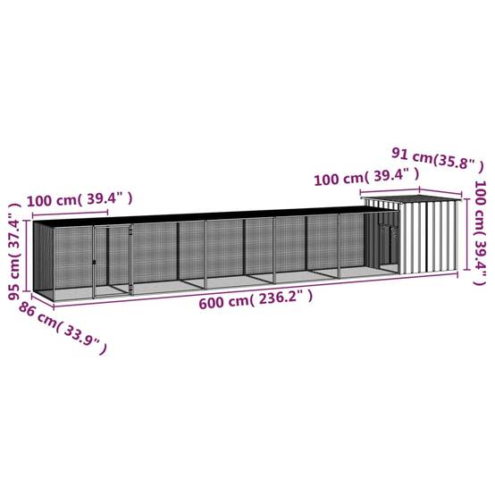 Vidaxl - Poulailler Anthracite 600x91x100 cm Acier galvanisé vidaXL 3106455 - Image 3