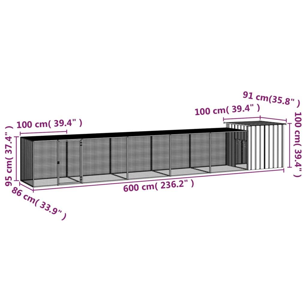 Vidaxl - Poulailler Anthracite 600x91x100 cm Acier galvanisé vidaXL 3106455 - Image 3