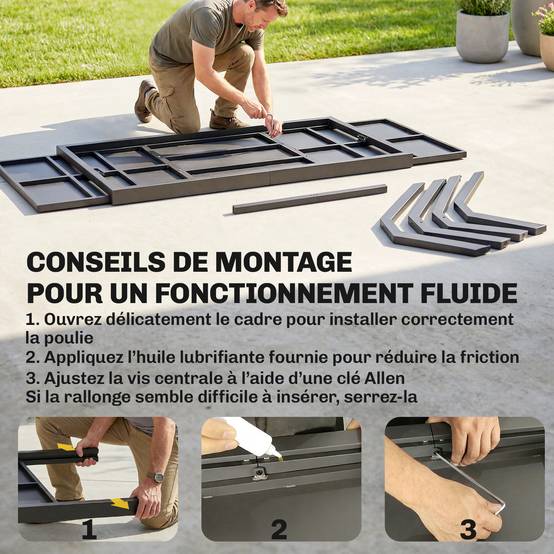 Table de jardin extensible aluminium gris anthracite 214 x 85 x 73 cm - PANGIVO - Image 9