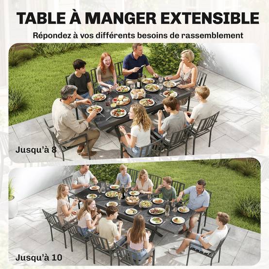 Table de jardin extensible aluminium gris anthracite 214 x 85 x 73 cm - PANGIVO - Image 6