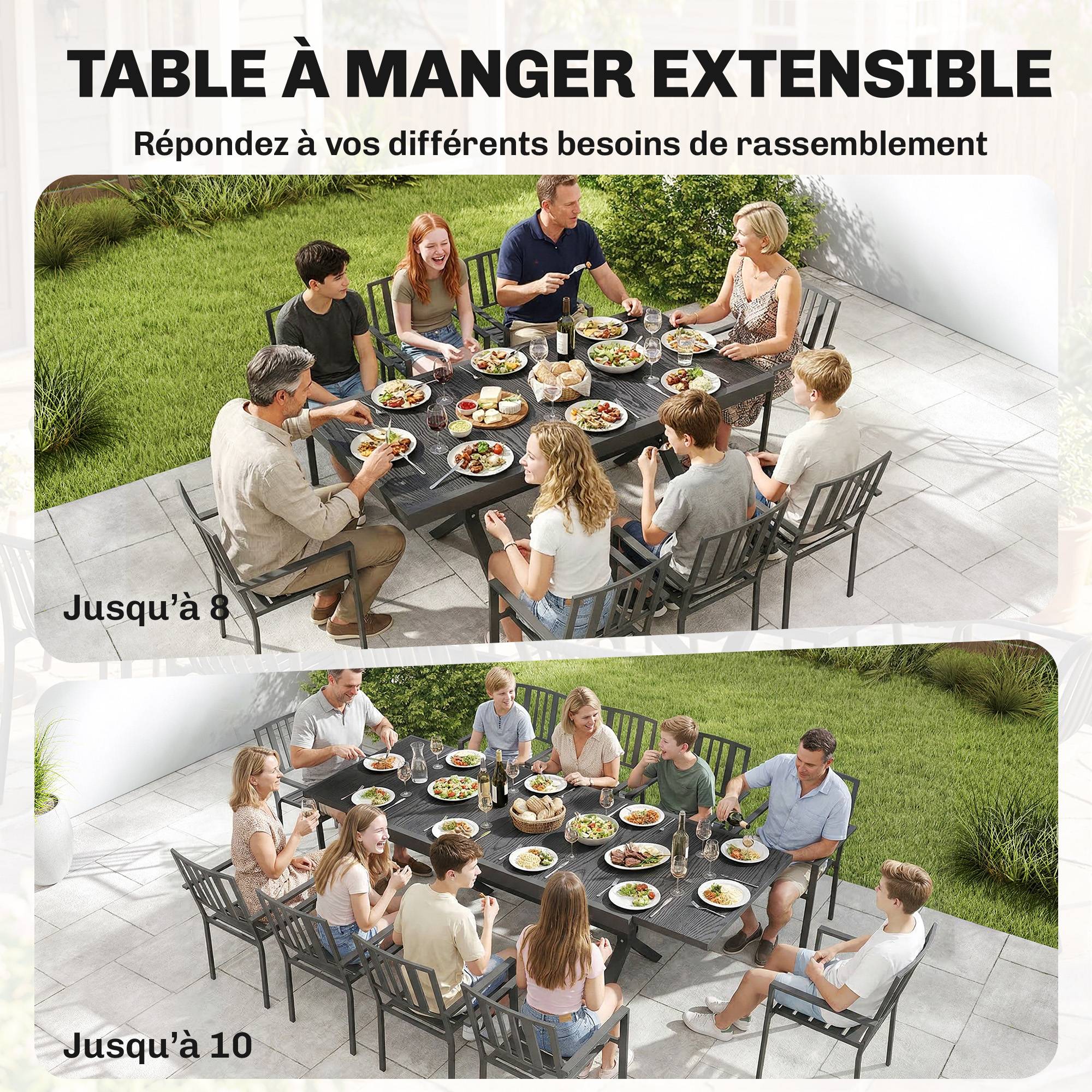 Table de jardin extensible aluminium gris anthracite 214 x 85 x 73 cm - PANGIVO - Image 6