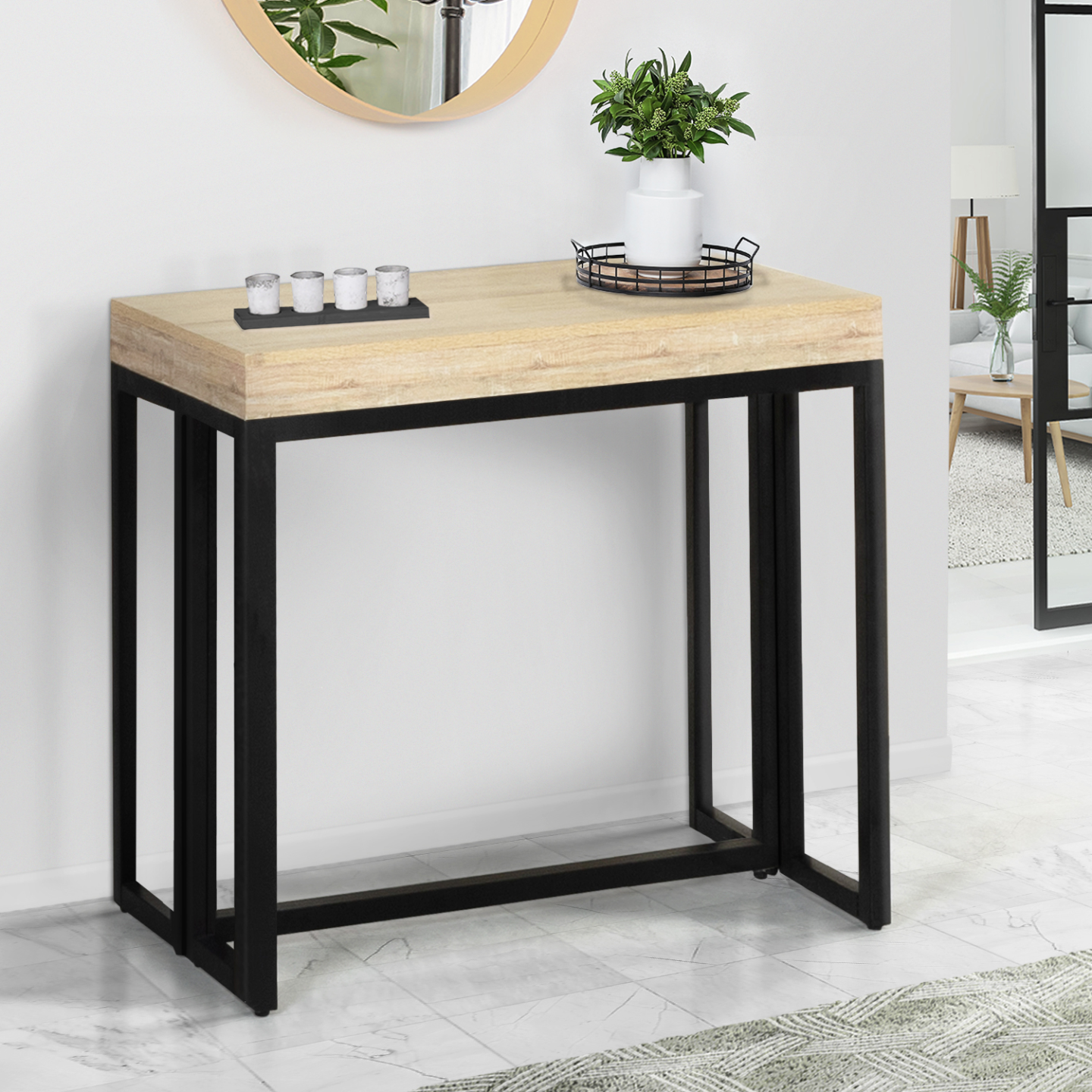 Table console extensible TORONTO 14 personnes 300 cm design industriel - Image 3