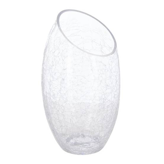 Vase en Verre "Craquelé" 23cm Transparent - Image 1