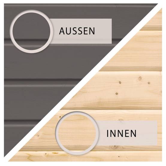 Abri de jardin bois massif 7,5m² Stockach 5 Karibu épicéa nordique gris terre toit plat - Image 4