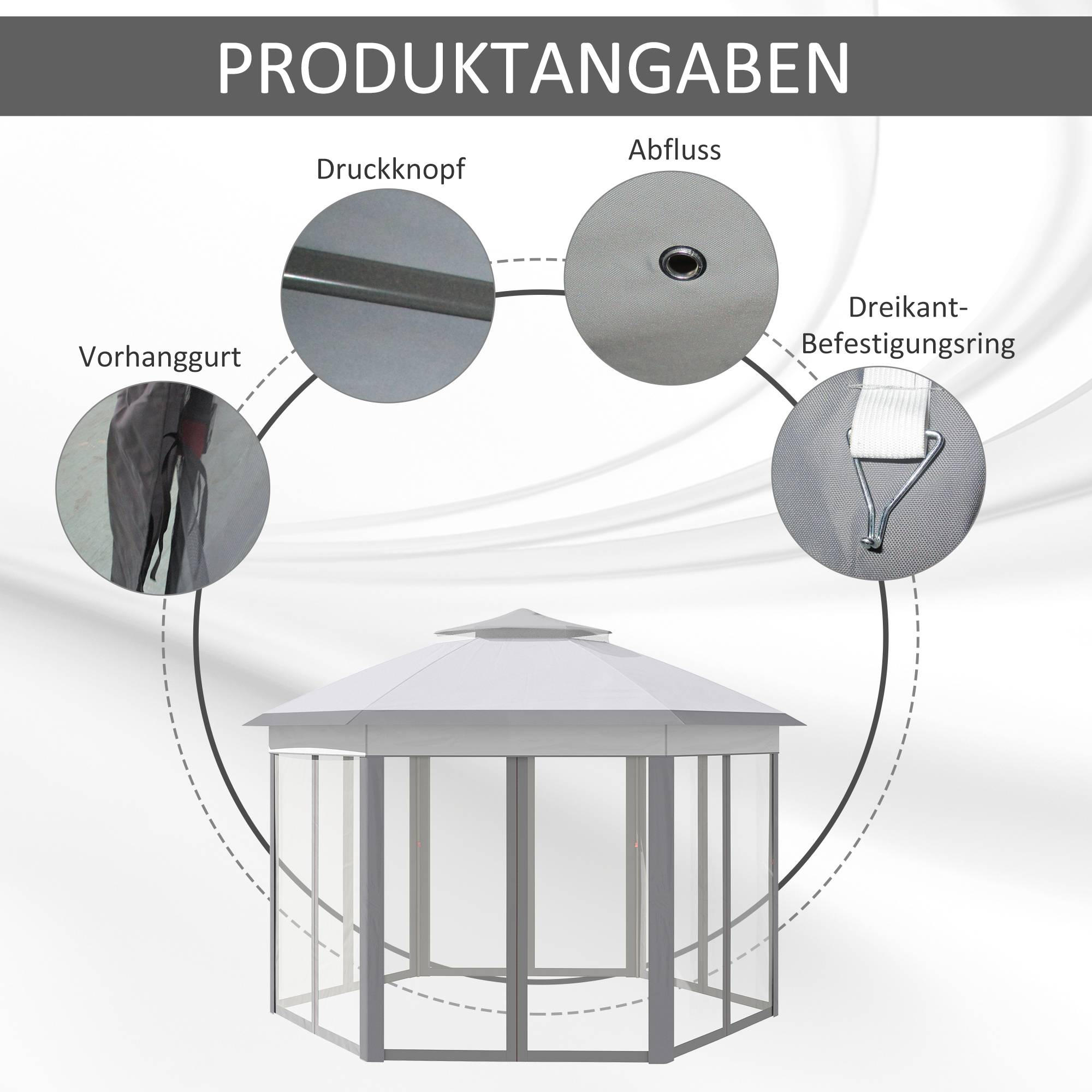 Tonnelle pliante métal pour jardin avec moustiquaire et toit ventilé 4x4 m Gris - ComfortXL Outdoor Living - Image 9