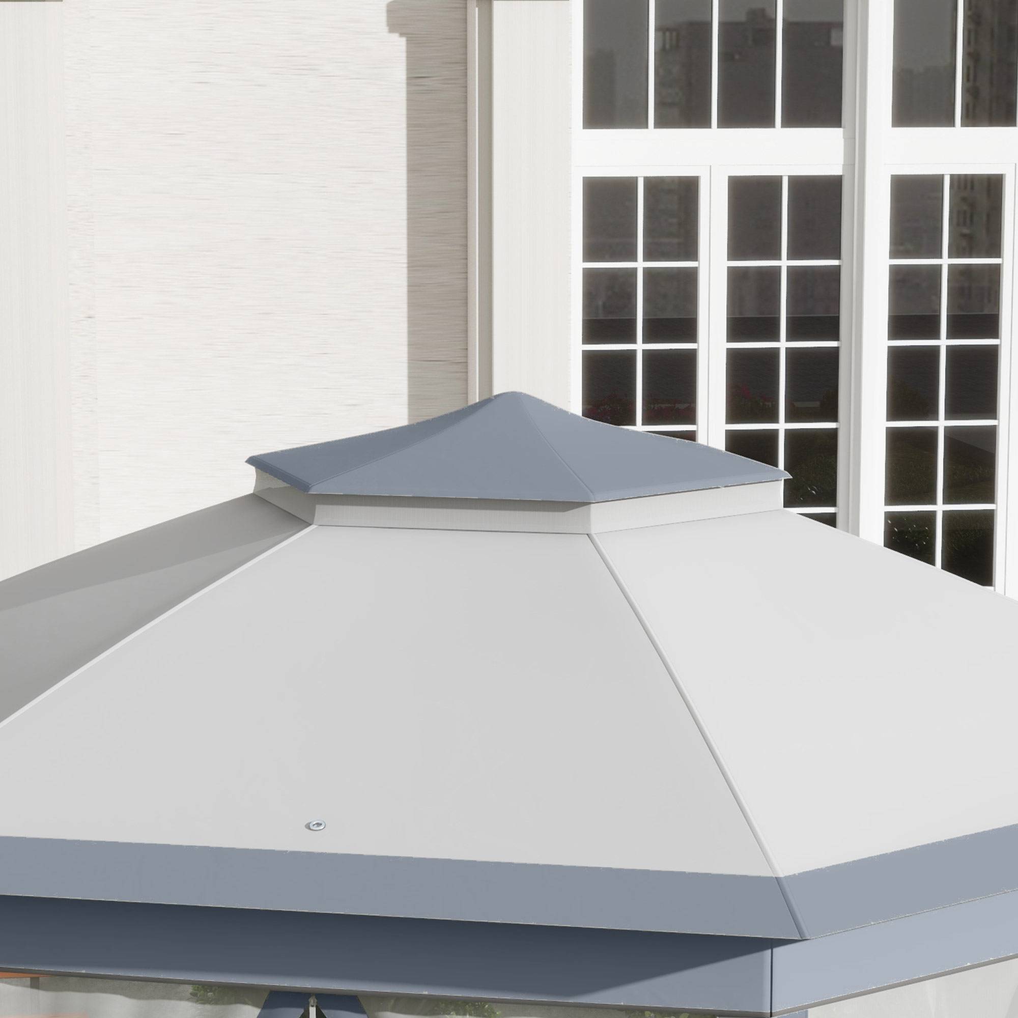 Tonnelle pliante métal pour jardin avec moustiquaire et toit ventilé 4x4 m Gris - ComfortXL Outdoor Living - Image 10
