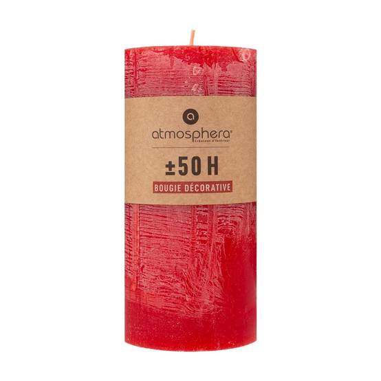 Bougie Cylindrique "Rustic" 14cm Rouge - Image 3