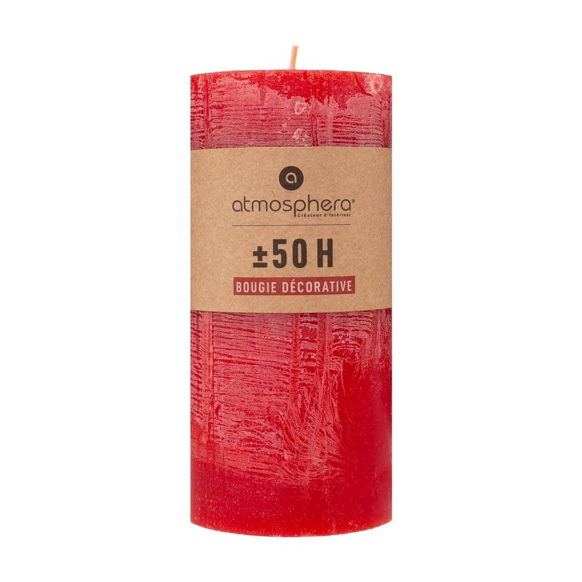 Bougie Cylindrique "Rustic" 14cm Rouge - Image 3