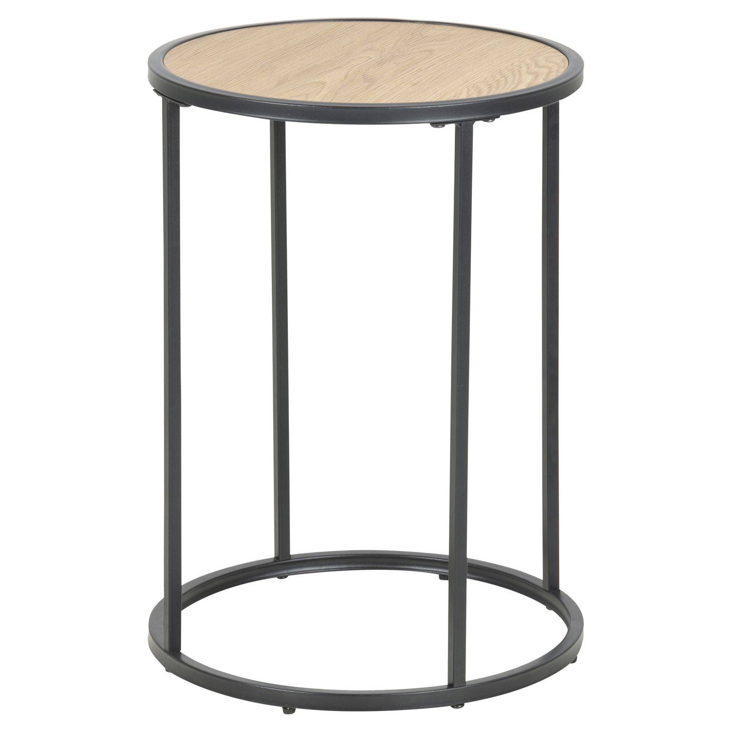 Sans Marque - Table d'appoint ou bout de canapé rond en MDF et métal diam.40cm - Beige et Noir - Toilinux - Image 1