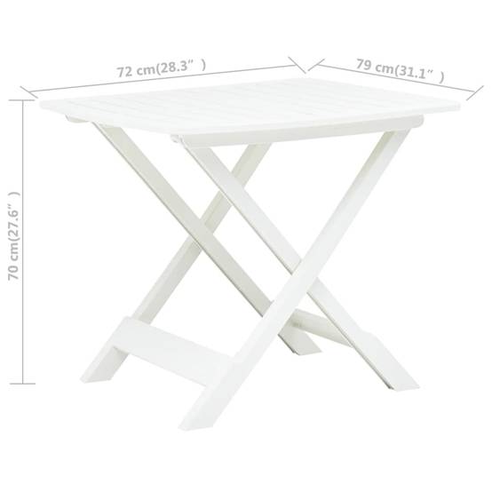 Table pliable de jardin plastique blanc 79 x 72 x 70 cm - PANGIVO - Image 6