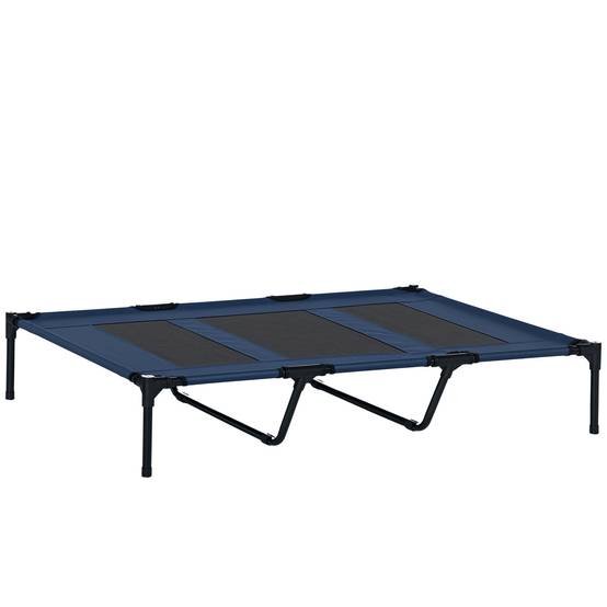 Lit sur pieds XXL chien chat aération optimale textilène métal 122x92cm bleu - ComfortXL Outdoor Living - Image 1