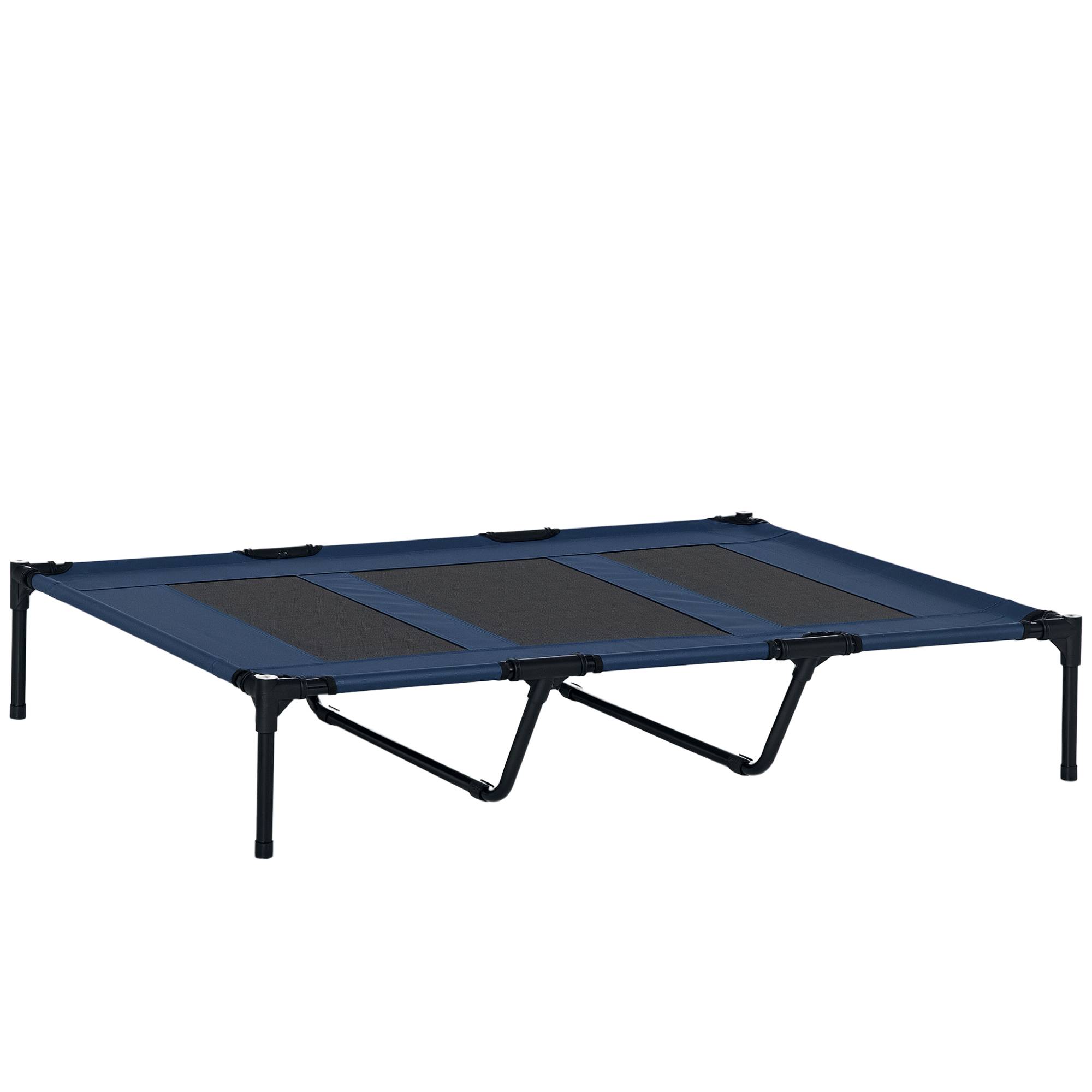 Lit sur pieds XXL chien chat aération optimale textilène métal 122x92cm bleu - ComfortXL Outdoor Living