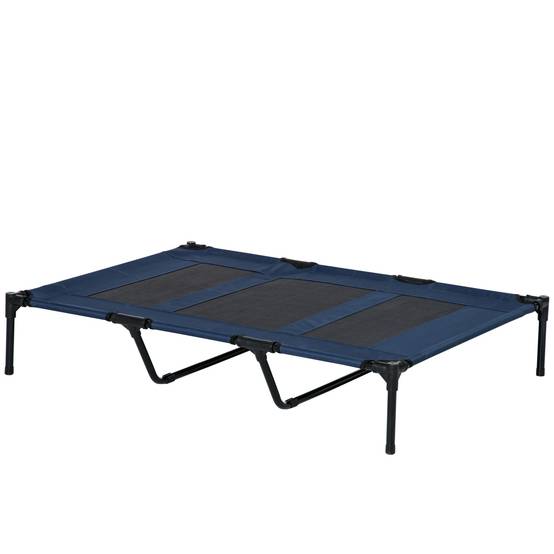 Lit sur pieds XXL chien chat aération optimale textilène métal 122x92cm bleu - ComfortXL Outdoor Living - Image 2