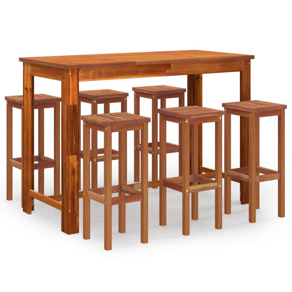Helloshop26 - Ensemble de bar de jardin 7 pièces bois d'acacia solide - Imagen 1