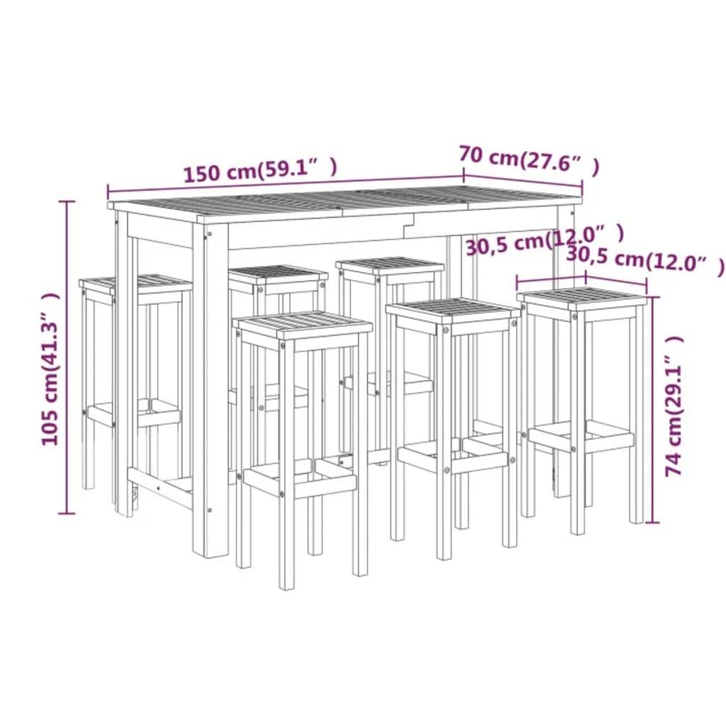Helloshop26 - Ensemble de bar de jardin 7 pièces bois d'acacia solide - Imagen 7