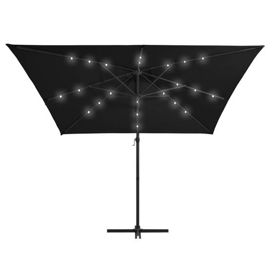 Helloshop26 - Parasol déporté avec led et mât en acier 250 x 250 cm noir - Imagen 3