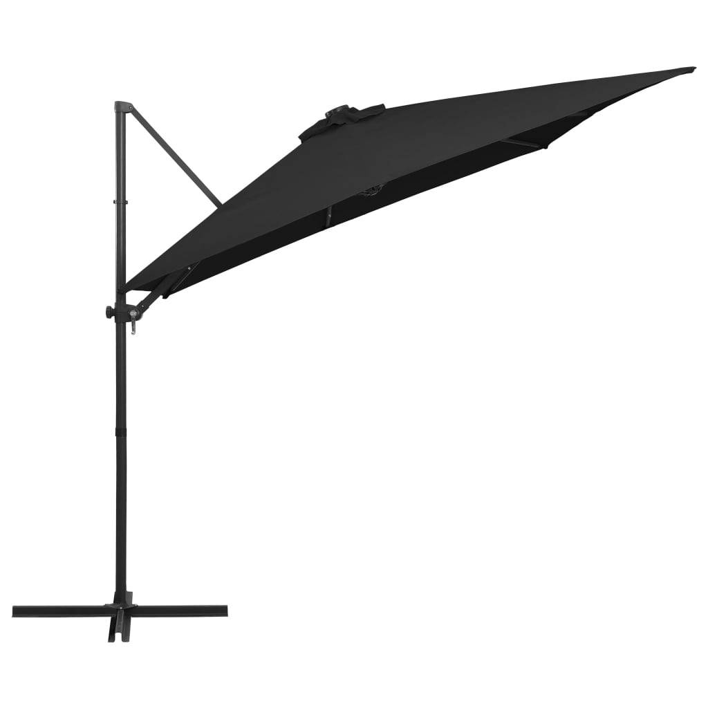 Helloshop26 - Parasol déporté avec led et mât en acier 250 x 250 cm noir - Imagen 4