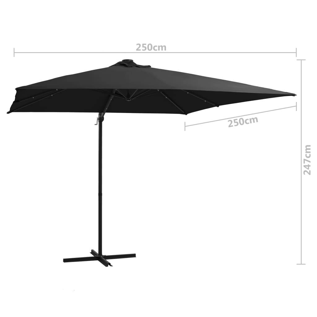 Helloshop26 - Parasol déporté avec led et mât en acier 250 x 250 cm noir - Imagen 8