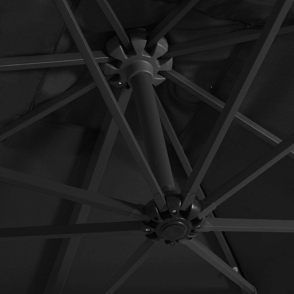 Helloshop26 - Parasol déporté avec led et mât en acier 250 x 250 cm noir - Imagen 6
