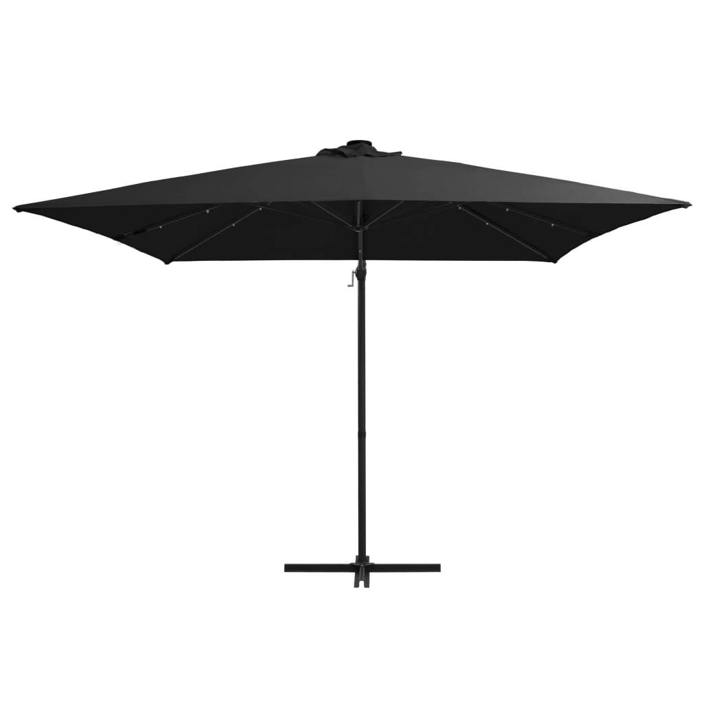 Helloshop26 - Parasol déporté avec led et mât en acier 250 x 250 cm noir - Imagen 2