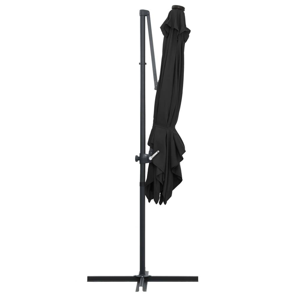 Helloshop26 - Parasol déporté avec led et mât en acier 250 x 250 cm noir - Imagen 5