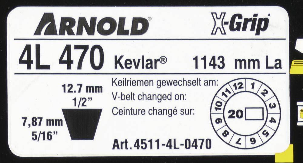 Arnold - Courroie trapézoïdale X-Grip V de type 4L470 Arnold - Imagen 2