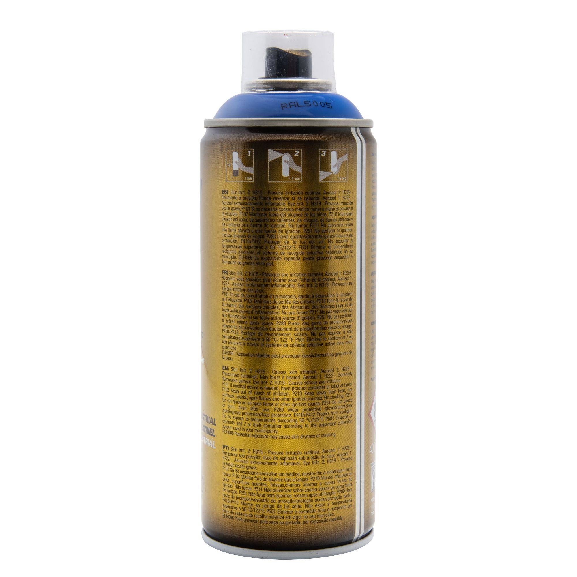 Bombe de peinture bleu 400ml - Bleu sécuri - RAL 5005 - Image 4