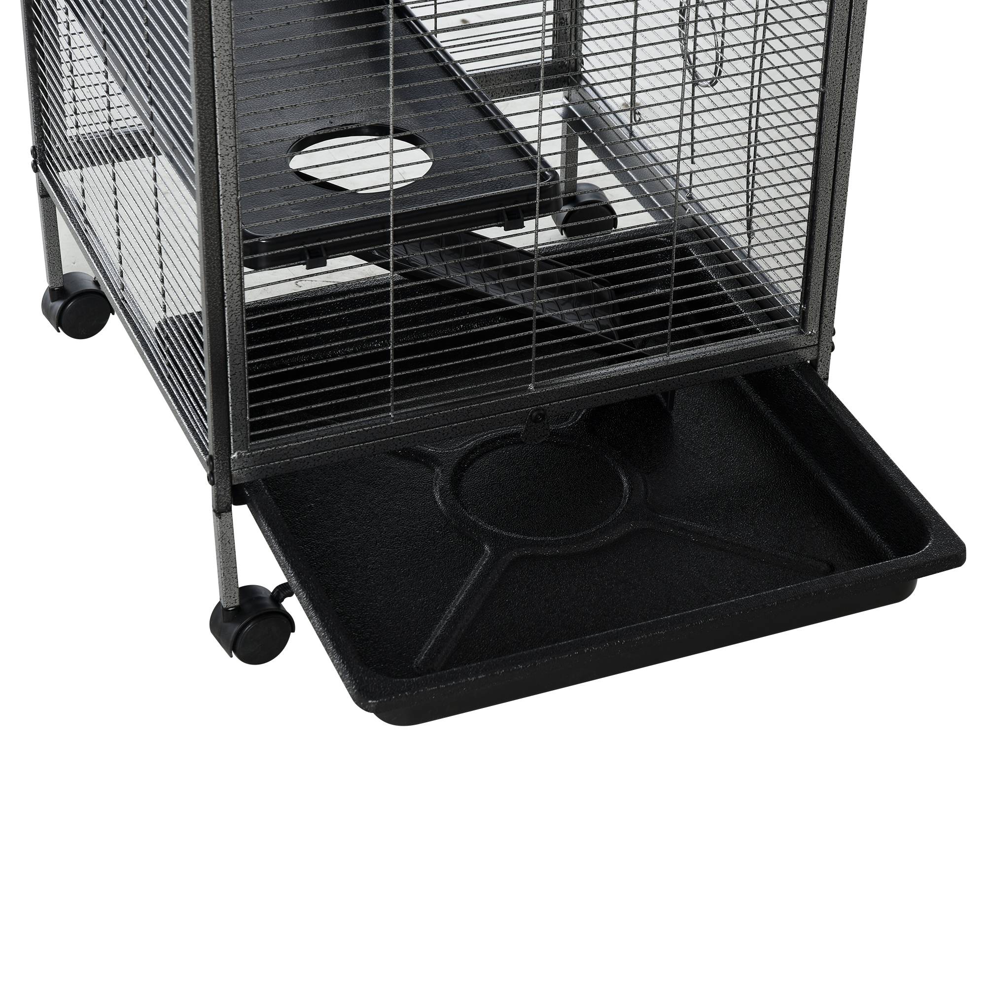 Pawhut - PawHut Cage pour Petits Animaux Portable avec 2 Portes Hamac Métal PP 52 x 52 x 113,5 cm Gris - Imagen 6