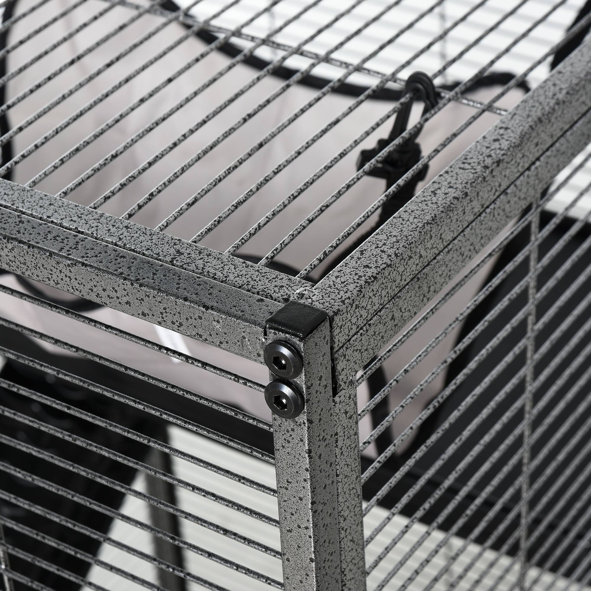 Pawhut - PawHut Cage pour Petits Animaux Portable avec 2 Portes Hamac Métal PP 52 x 52 x 113,5 cm Gris - Imagen 8