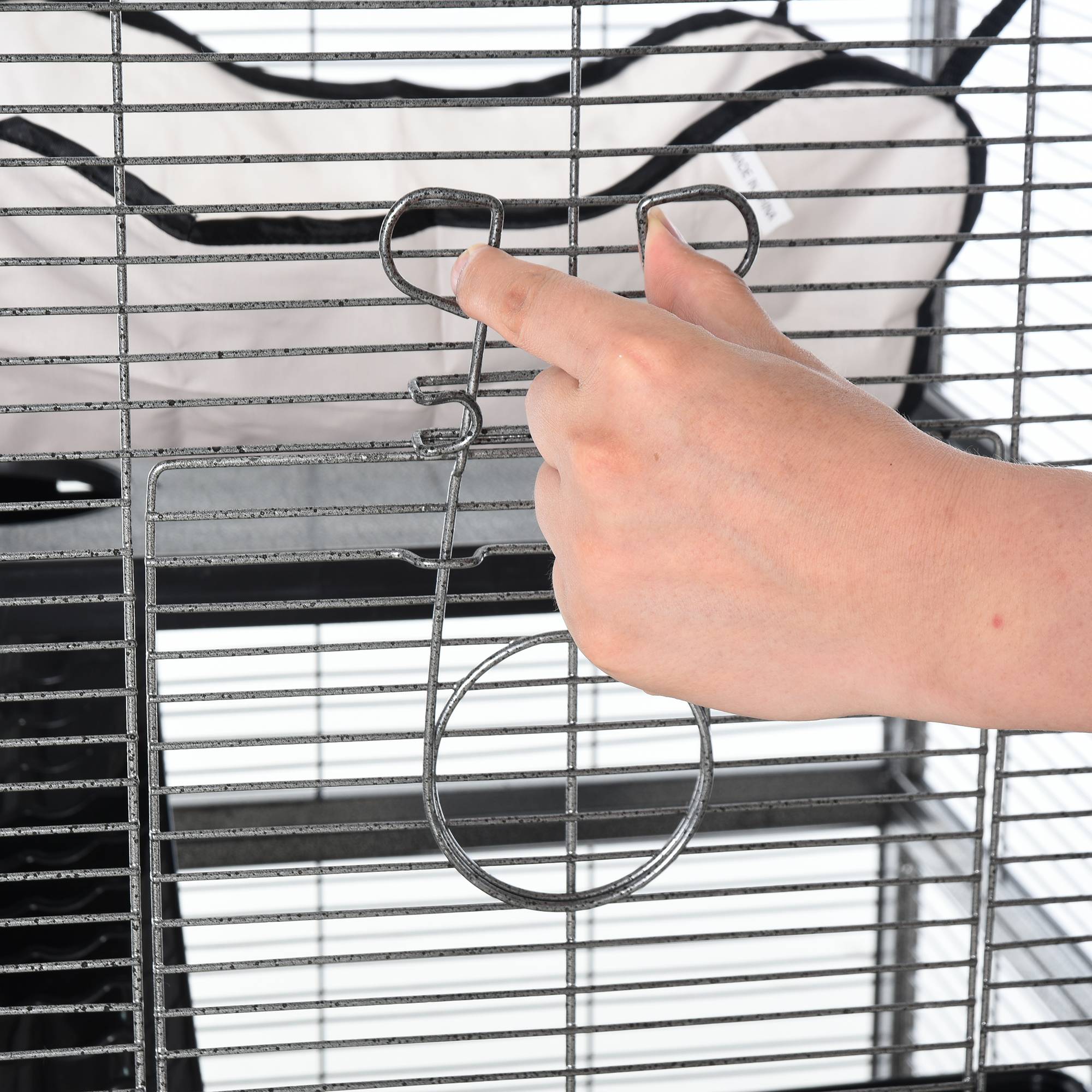 Pawhut - PawHut Cage pour Petits Animaux Portable avec 2 Portes Hamac Métal PP 52 x 52 x 113,5 cm Gris - Imagen 7
