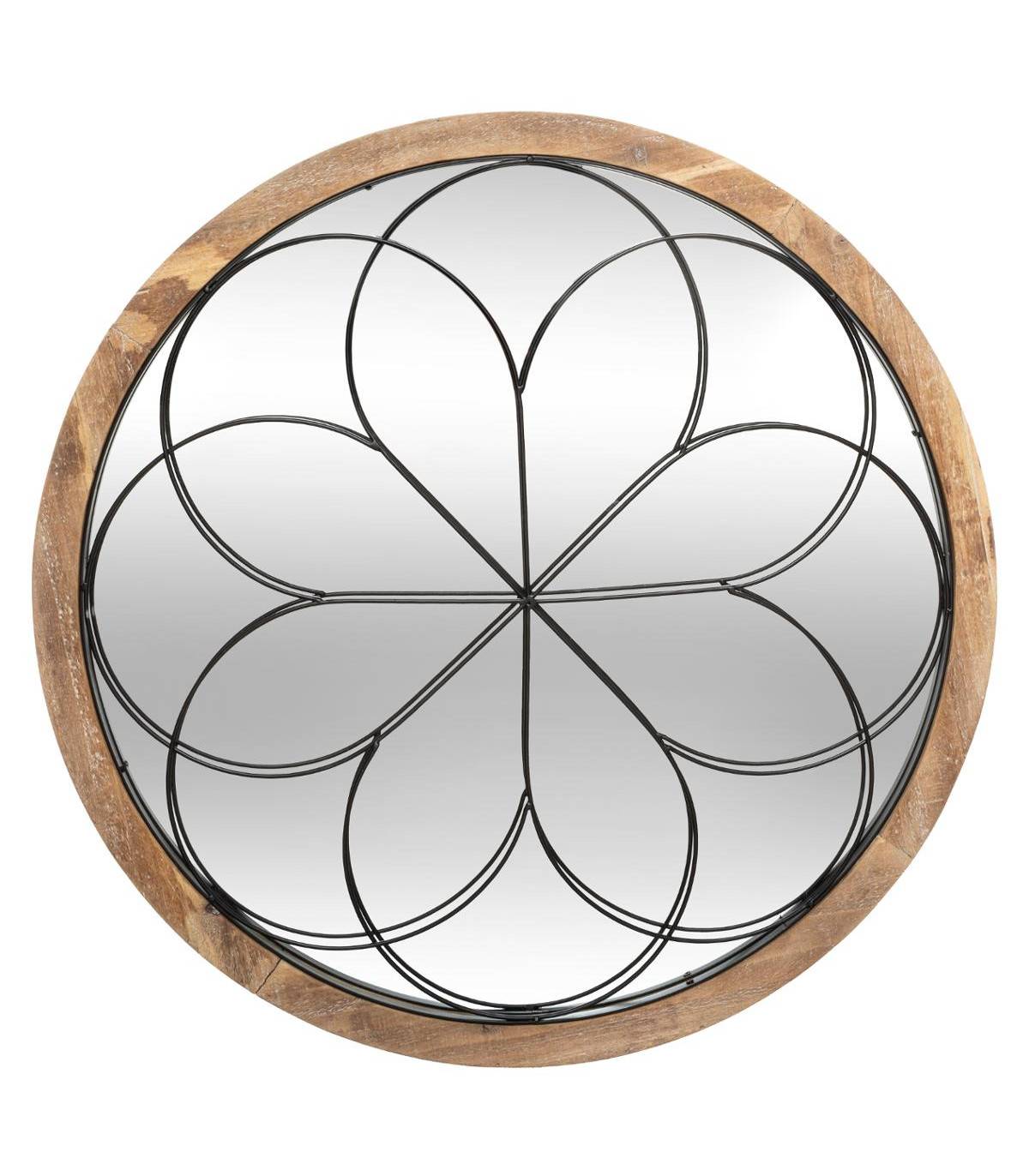 Miroir mural Rosace en Métal et Bois D 64 cm - Imagen 1