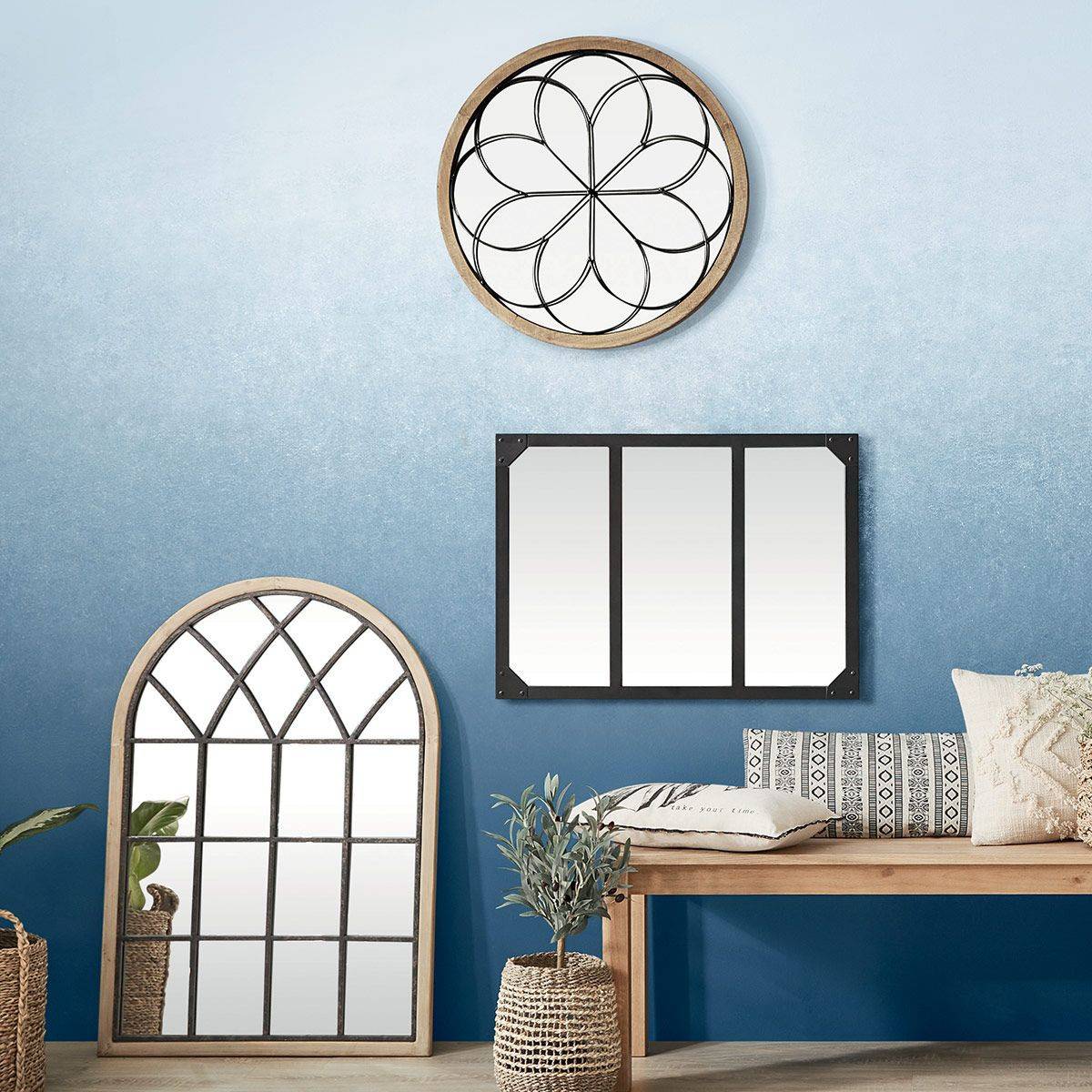 Miroir mural Rosace en Métal et Bois D 64 cm - Imagen 4