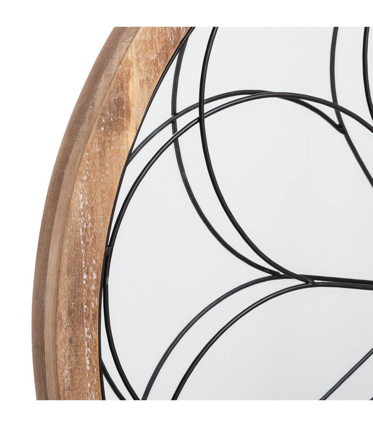 Miroir mural Rosace en Métal et Bois D 64 cm - Imagen 2