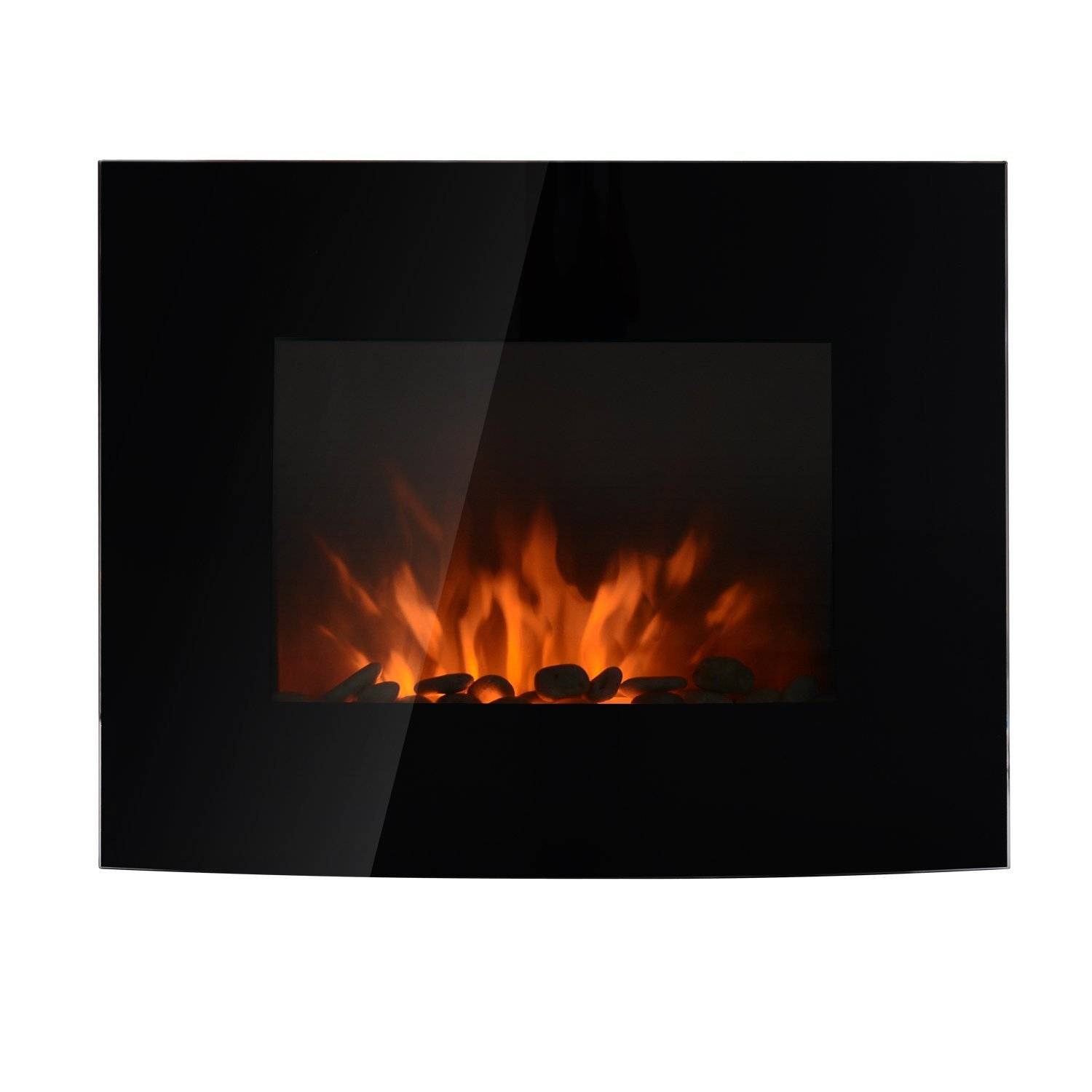 Cheminée électrique murale 900/1800W silencieuse avec télécommande, thermostat et effet de flammes noir - Image 1